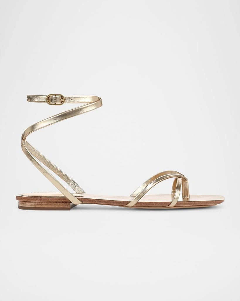 VERONICA BEARD Allegra Metallic Flat Ankle-Strap Sandals 1