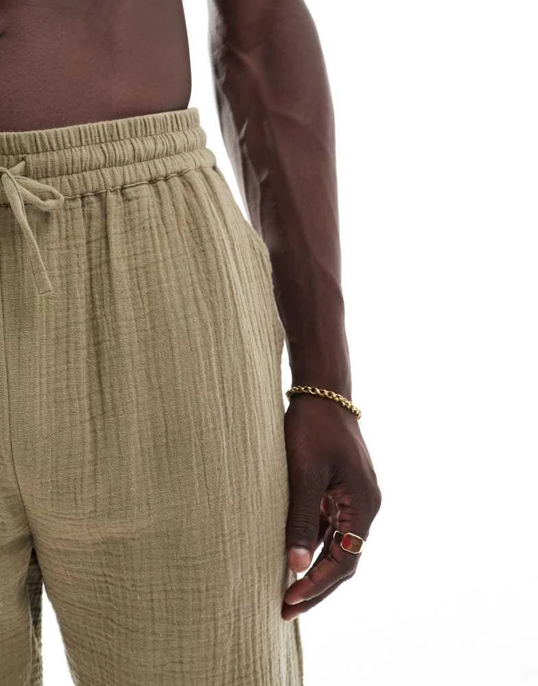 Goldsboro Goldsboro resort beach trouser in olive 2