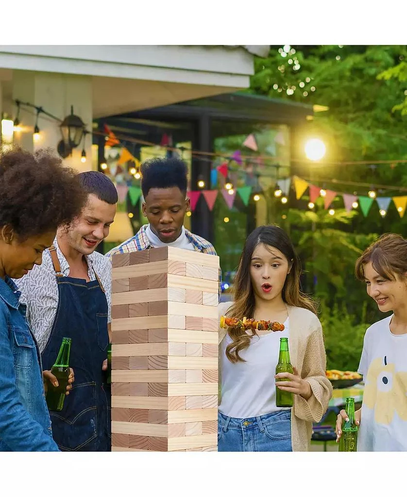 HONGGE Giant Wooden Tumbling Tower Game with Domino Blocks and Storage Bag 2