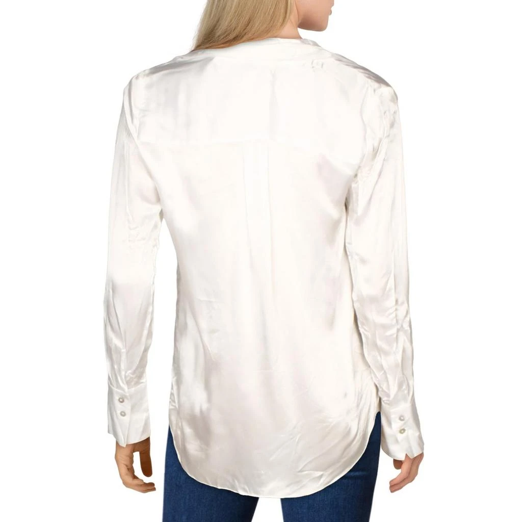 L'Agence Jaslynn Womens Silk Open Collar Blouse 2