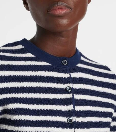 Prada Striped cotton-blend bouclé cardigan 4