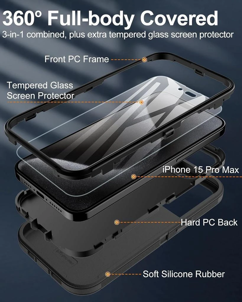 ENTRONIX Entronix Bundle Compatible with iPhone 15 Pro Max - Heavy Duty Case
1 Clear Screen Protector 3