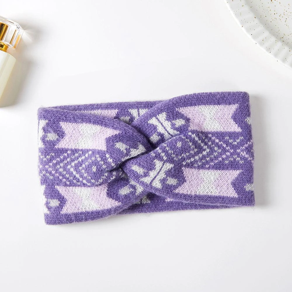 FASHNZFAB Aztec Patterned Knit Earmuff Headband