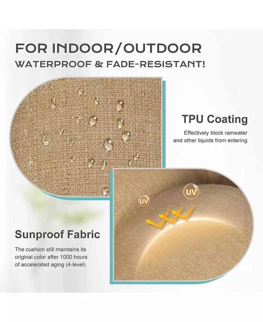 Aoodor Tufted Rocking Chair Cushion, High Back Chair Cushion with Waterproof and Fade-Resistant, Set of 2 7