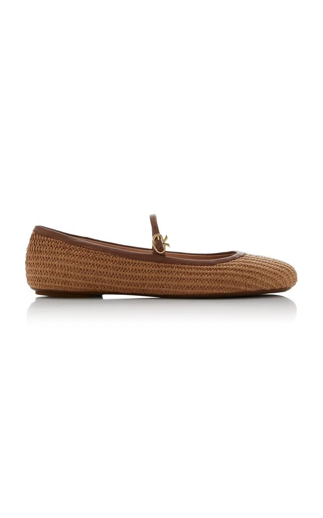 Gianvito Rossi Gianvito Rossi - Carla Woven Raffia Mary Jane Flats - Tan - IT 37 - Moda Operandi 1