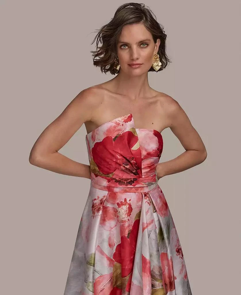 Donna Karan Women's Floral Print Strapless Gown 3