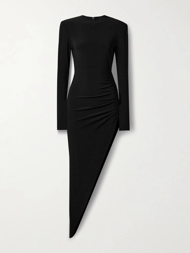 Norma Kamali Asymmetric Ruched Stretch-jersey Dress
