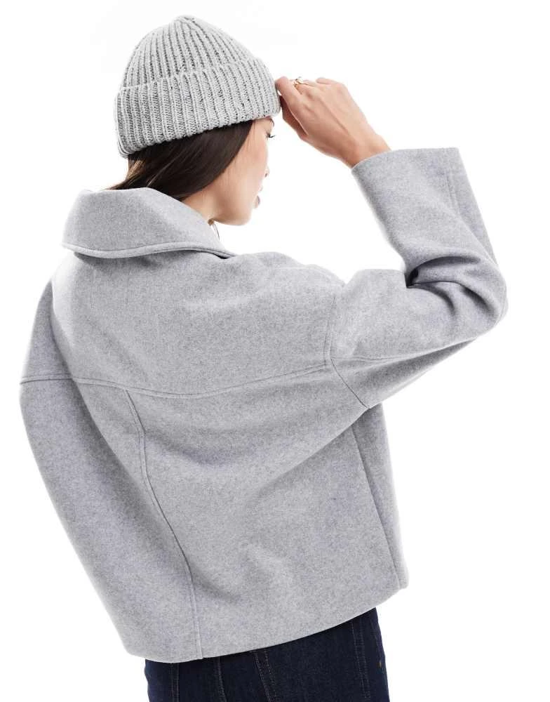 Stradivarius Stradivarius button down wool look jacket in grey 4