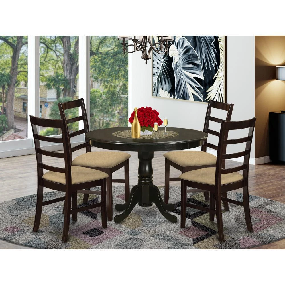 East West Furniture HLAN5-CAP-C 5 Pc Kitchen Table set-Dining Table and 4 Dinette Chairs. 2