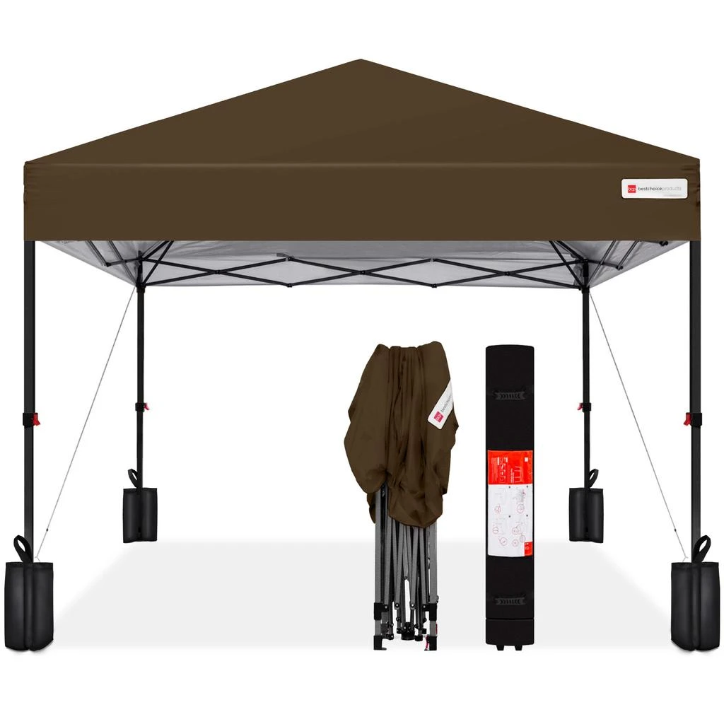Best Choice Products 12x12ft Easy Setup Pop Up Canopy w/ 1-Button Setup, Wheeled Case, 4 Weight Bags 15