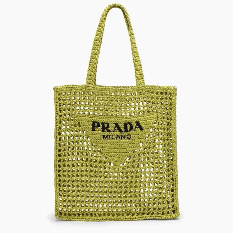 Prada Cedar logoed crochet tote bag