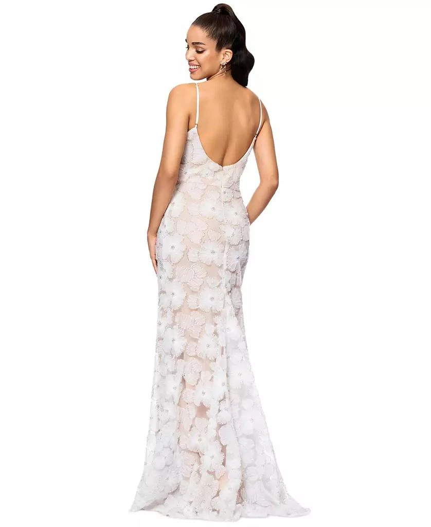 Betsy & Adam Women's Embellished Floral Soutache Sleeveless Gown 4