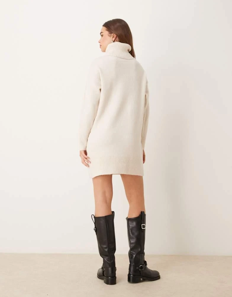 New Look New Look roll neck knitted mini dress in cream 3
