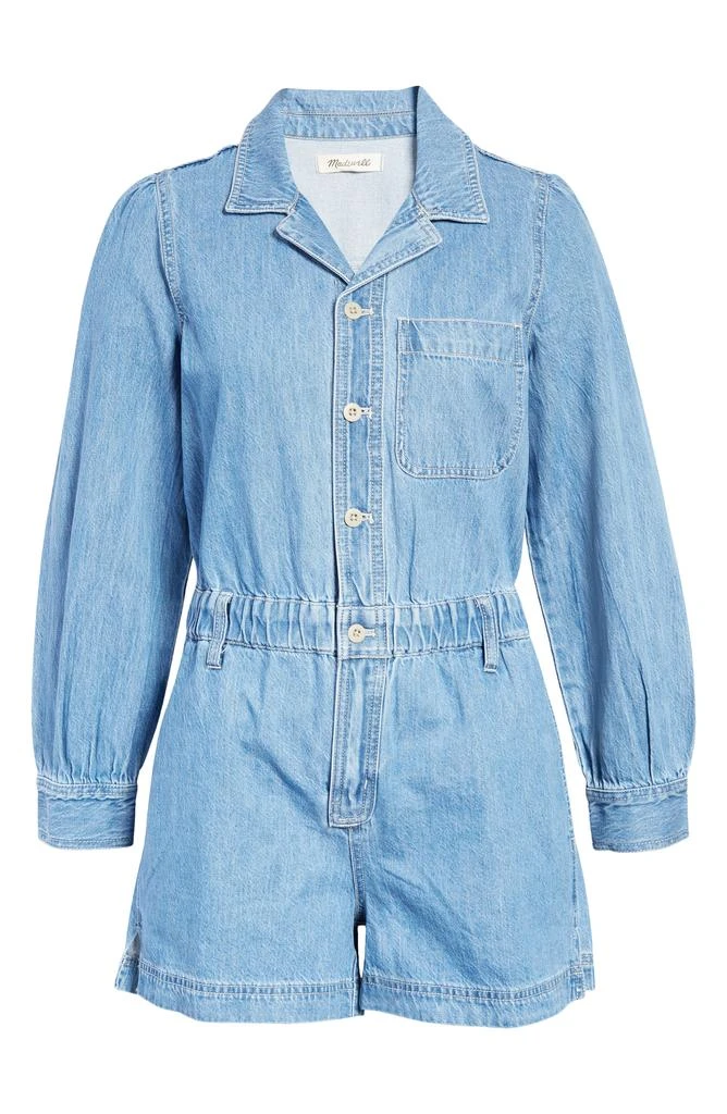 Madewell Long Sleeve Elastic Waist Denim Romper 6
