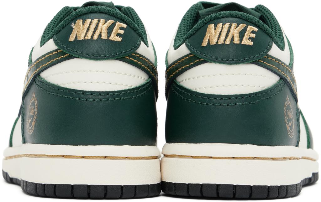 NIKE Little Kids Green & Off-White Dunk Low Sneakers