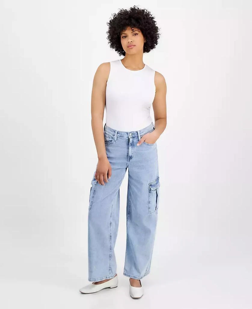 DKNY Petite High-Rise Wide-Leg Cargo Jeans 1