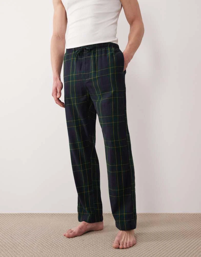 Gant GANT flannel check pajama pants in green and navy