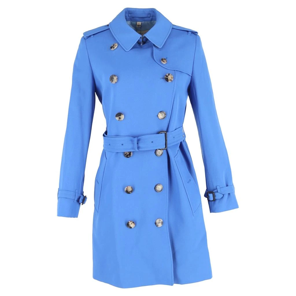 Burberry Double-Breasted Kensington Trench Coat in Blue Wool