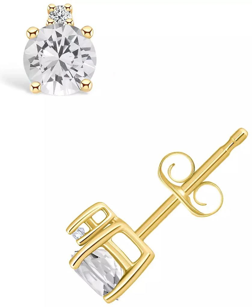 White Topaz (5/8 ct. t.w.) and Diamond Accent Stud Earrings in 14K Yellow Gold or 14k White Gold (Also in Pink Topaz)