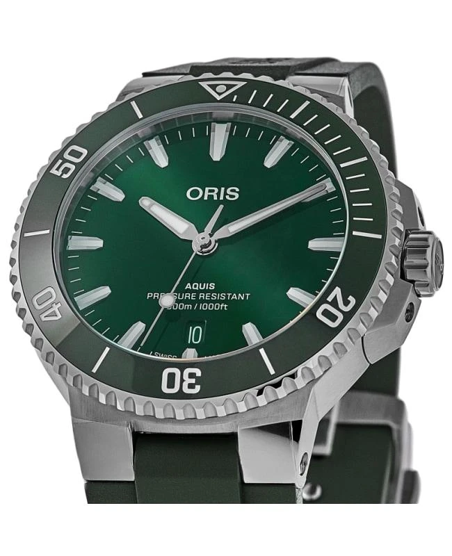 Oris Oris Aquis Date Automatic 41.5 mm Green Dial Rubber Strap Men's Watch 01 733 7787 4157-07 4 22 37FC 2