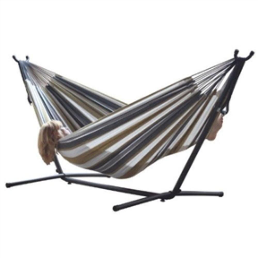Hivvago Desert Moon Pattern Cotton Hammock with 9-FT Steel Stand
