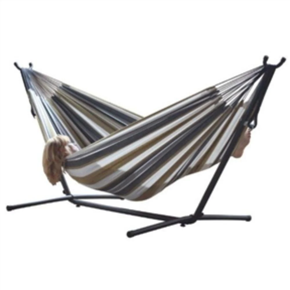 Hivvago Desert Moon Pattern Cotton Hammock with 9-FT Steel Stand 1