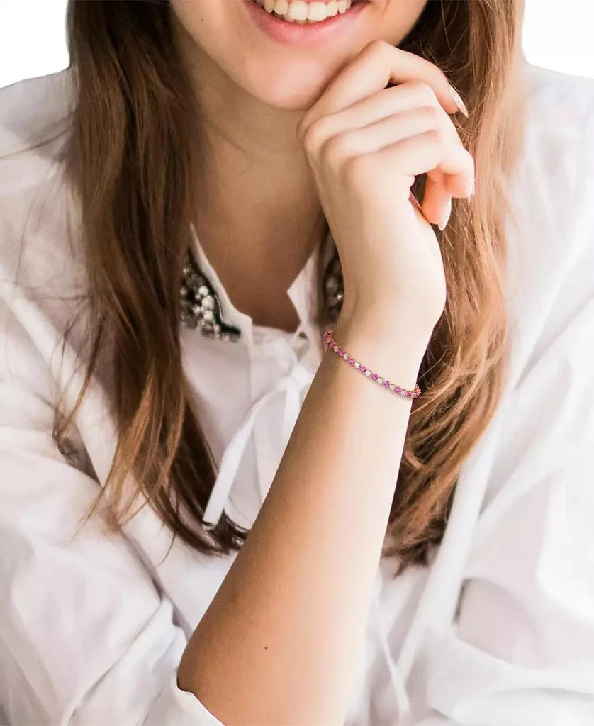 Macy
s Lab-Grown Pink Sapphire (6 ct. t.w.) 
Lab-Grown White Sapphire (6 ct. t.w.) Heart Shape Tennis Bracelet in Rose-Plated Sterling Silver 2