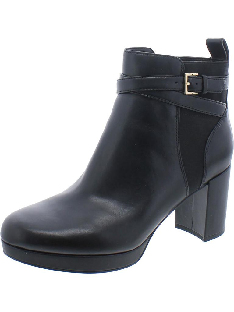 Vionic Nella Womens Leather Block Heel Ankle Boots