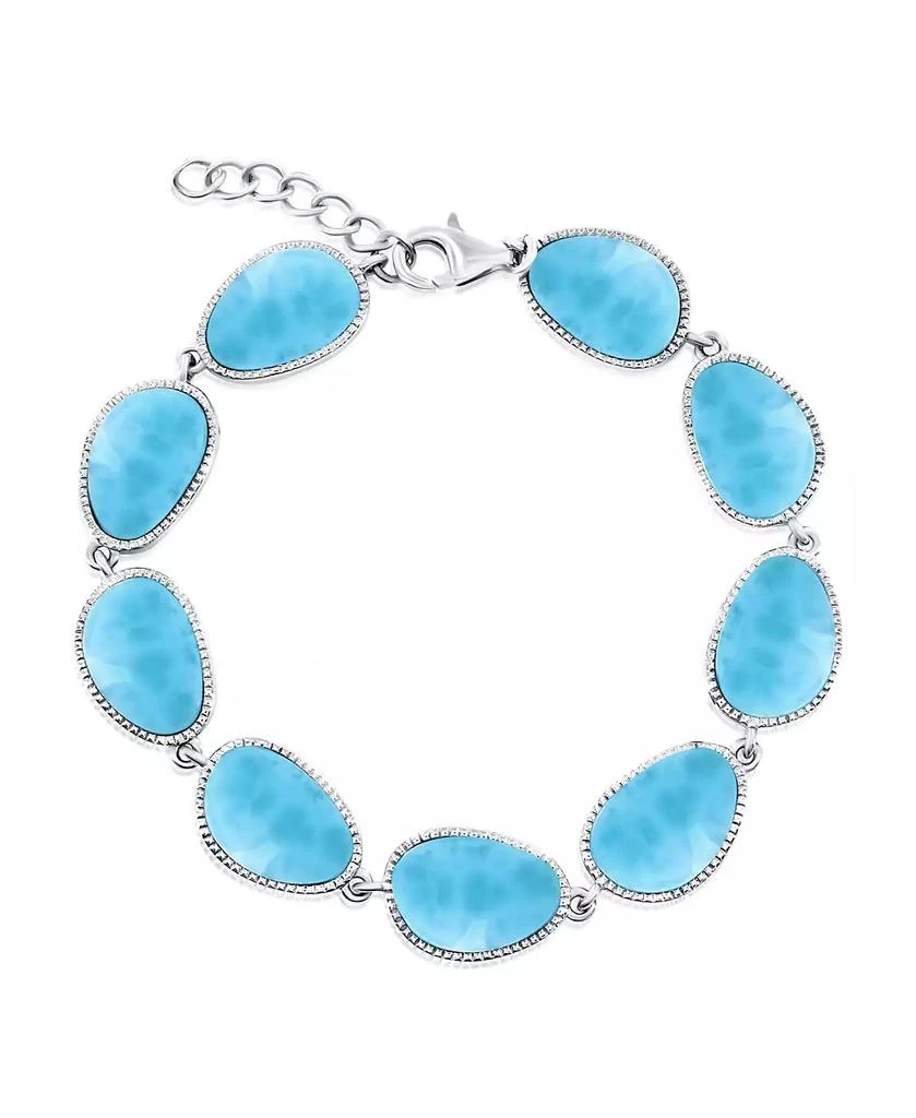 Caribbean Treasures Sterling Silver, Irregular-Shaped Larimar Bracelet