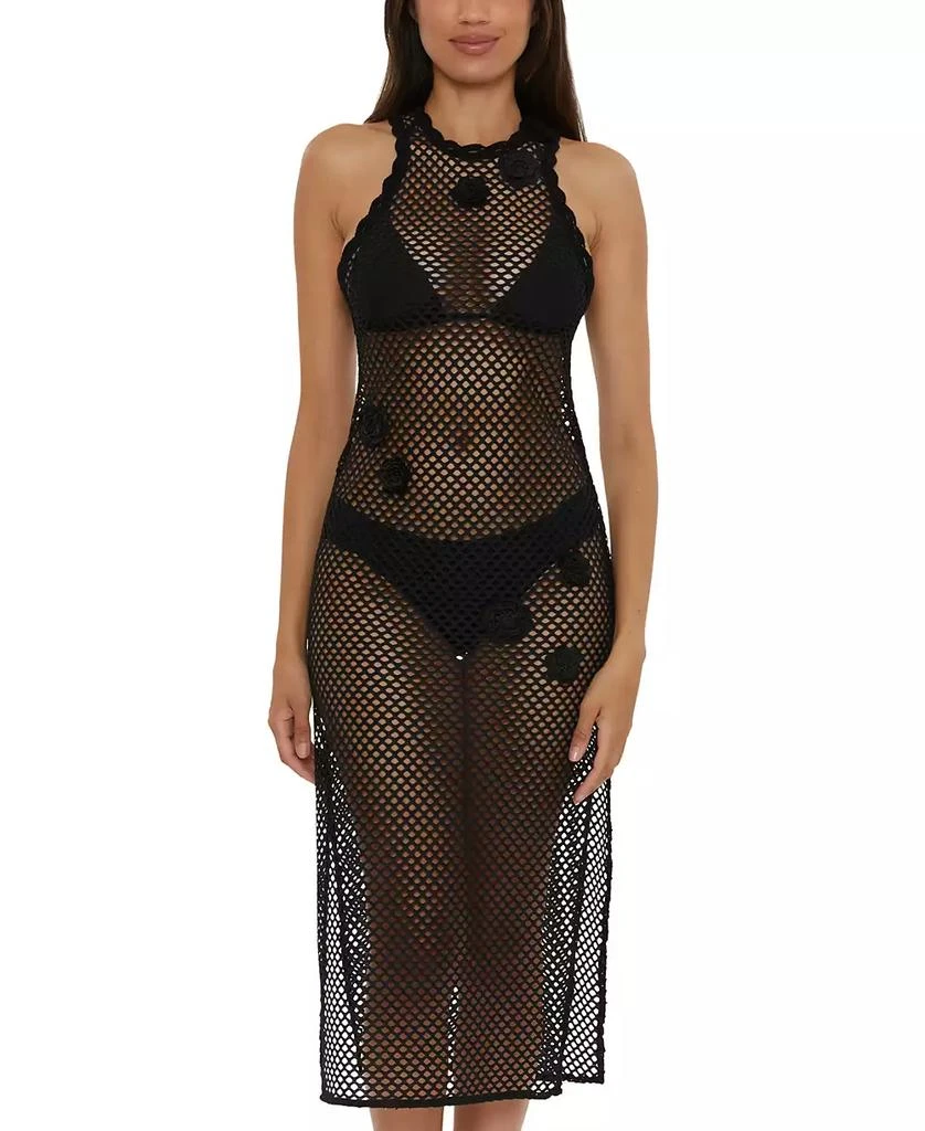 Becca Women's Castaway Island Fishnet Flower-Appliqué Cover-Up Dress 3