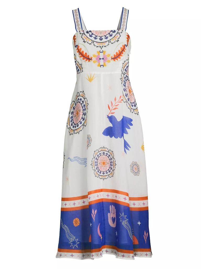 Johnny Was Luisa Abstract Linen Midi-Dress