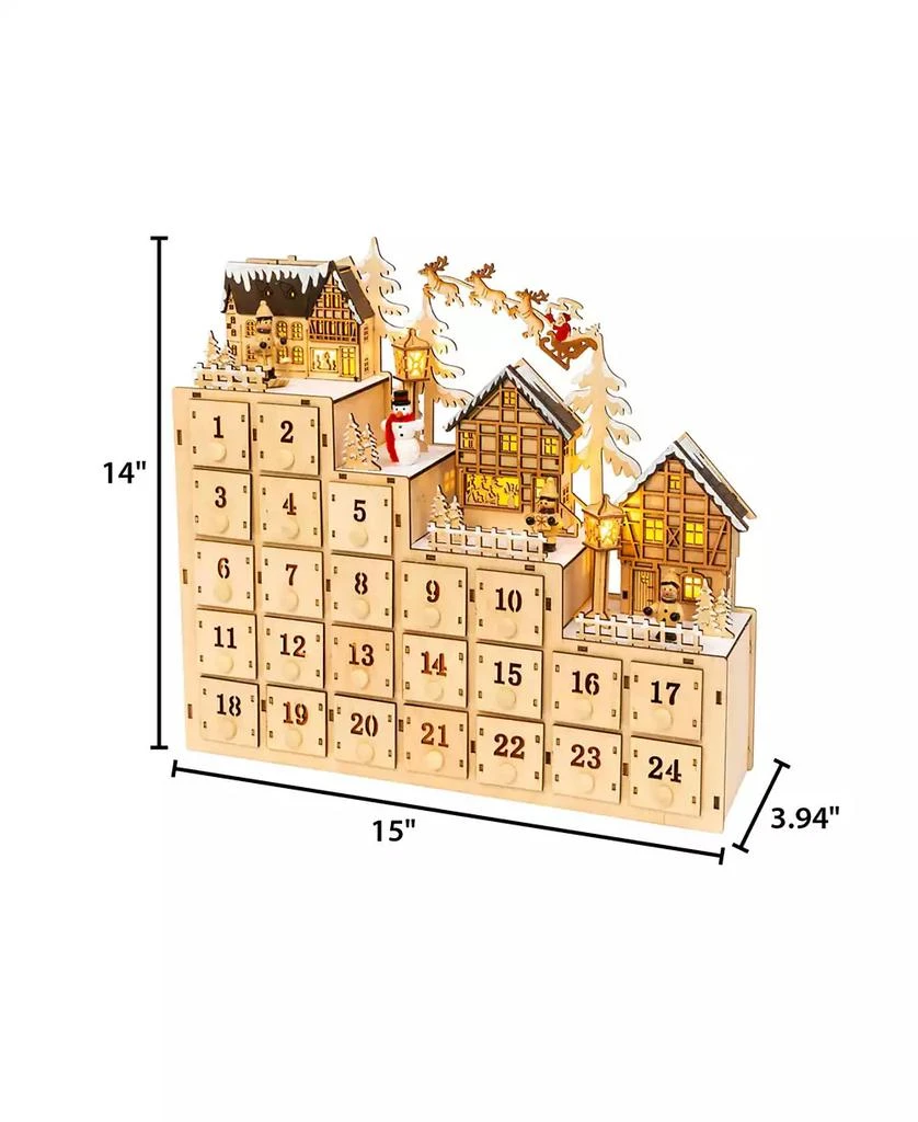 Gerson International Wood Village Scene Advent Calendar 14.9 in. 3