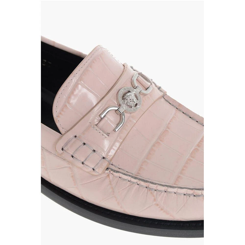 Versace Versace Crocodile Effect Printed Leather Loafers 4