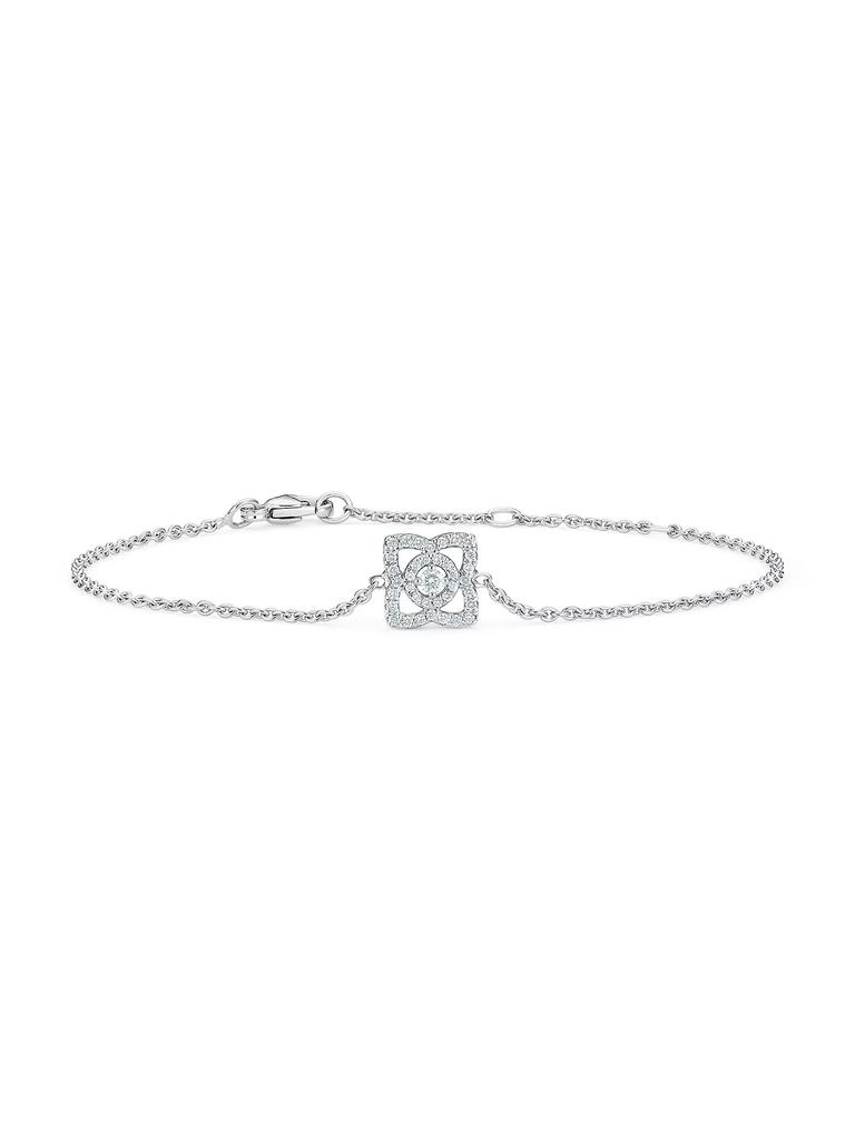 De Beers Enchanted Lotus Diamond & 18K White Gold Chain Bracelet