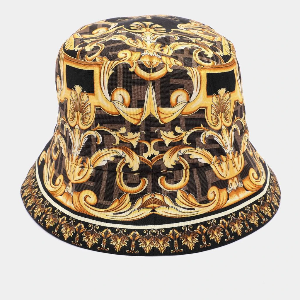 Fendi Gold and Brown Baroque Hat Fendi X VERSACE Silk FF Baroque Fendace Foulard Cap Gold  main image 4