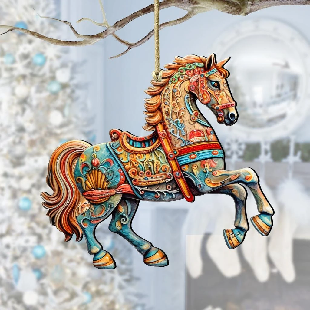 G. Debrekht Carousel Horse Wooden Ornaments by