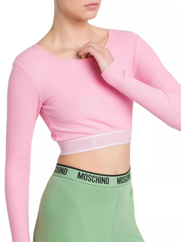 Moschino Logo-Banded Long-Sleeve Crop Top 6