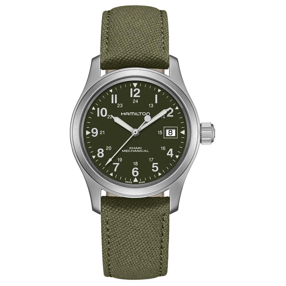 Hamilton Unisex Swiss Mechanical Khaki Field Green Canvas Strap Watch 38mm