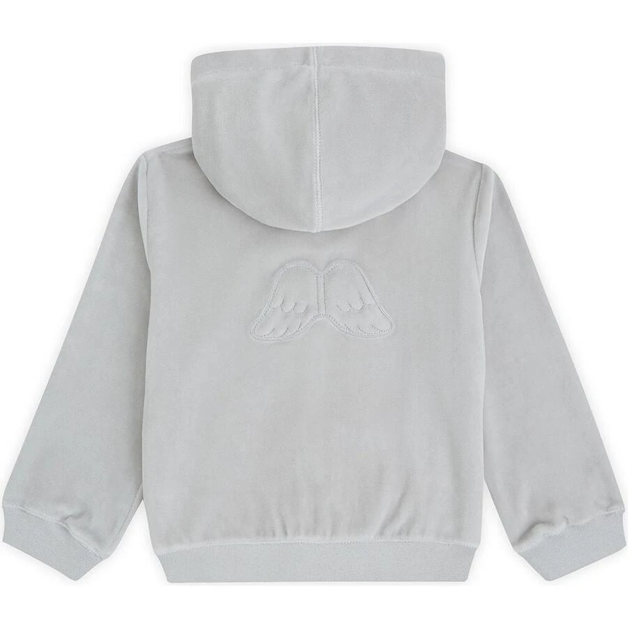 Marie Chantal Kids Grey Angel Wing Velour Hoodie 2