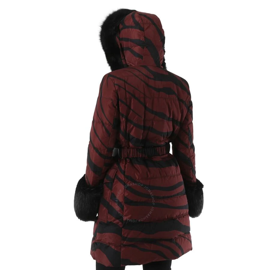 Roberto Cavalli Ladies Dark Sienna / Black Macro Zebra Print Down Jacket 3