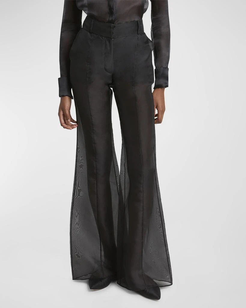 Gabriela Hearst Rhein High-Rise Sheer Silk Flared Pants 7