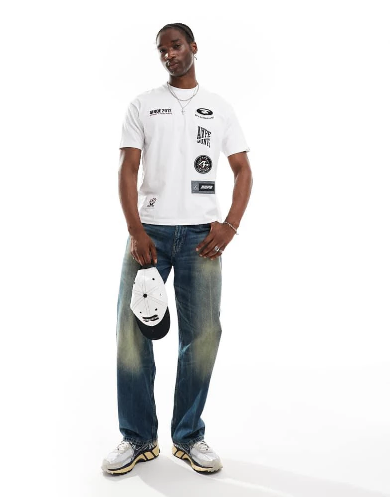 AAPE Aape By A Bathing Ape motif logo t-shirt in white 4