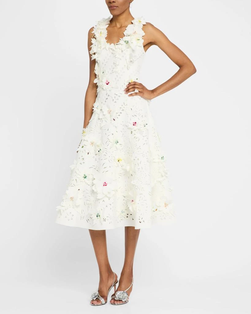 Badgley Mischka Sleeveless Cutout Floral Applique Midi Dress 2