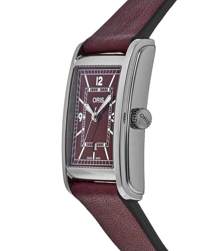 Oris Oris Rectangular Automatic Red Dial Leather Strap Unisex Watch 01 561 7783 4068-07 5 19 18 4