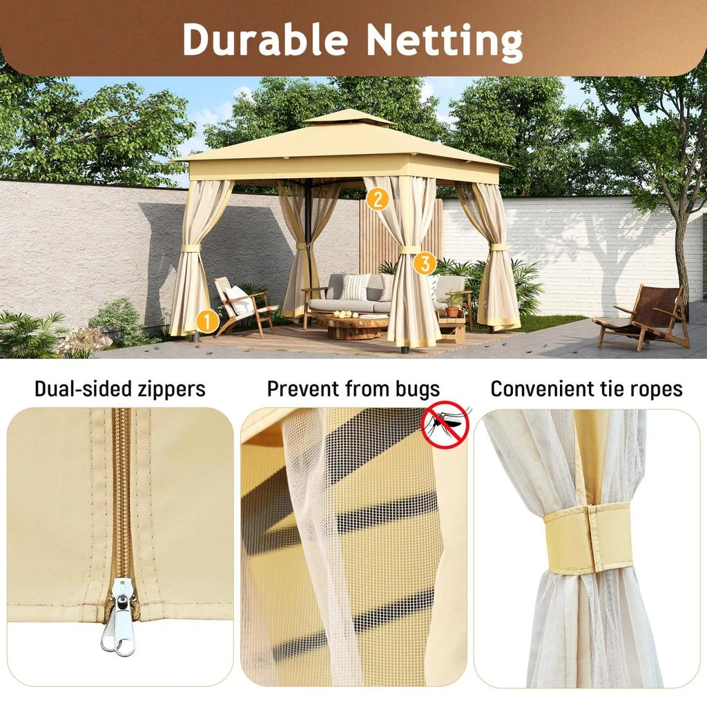 Streamdale Furniture Streamdale 10x10 Outdoor Gazebo Tent with Netting 6