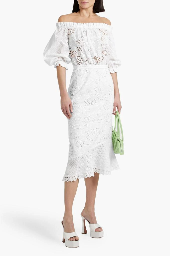 Saloni Grace off-the-shoulder broderie anglaise cotton midi dress 2