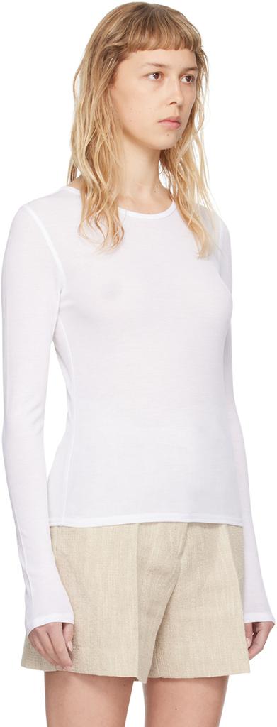 HOUSE OF DAGMAR White Round Neck Long Sleeve T-Shirt