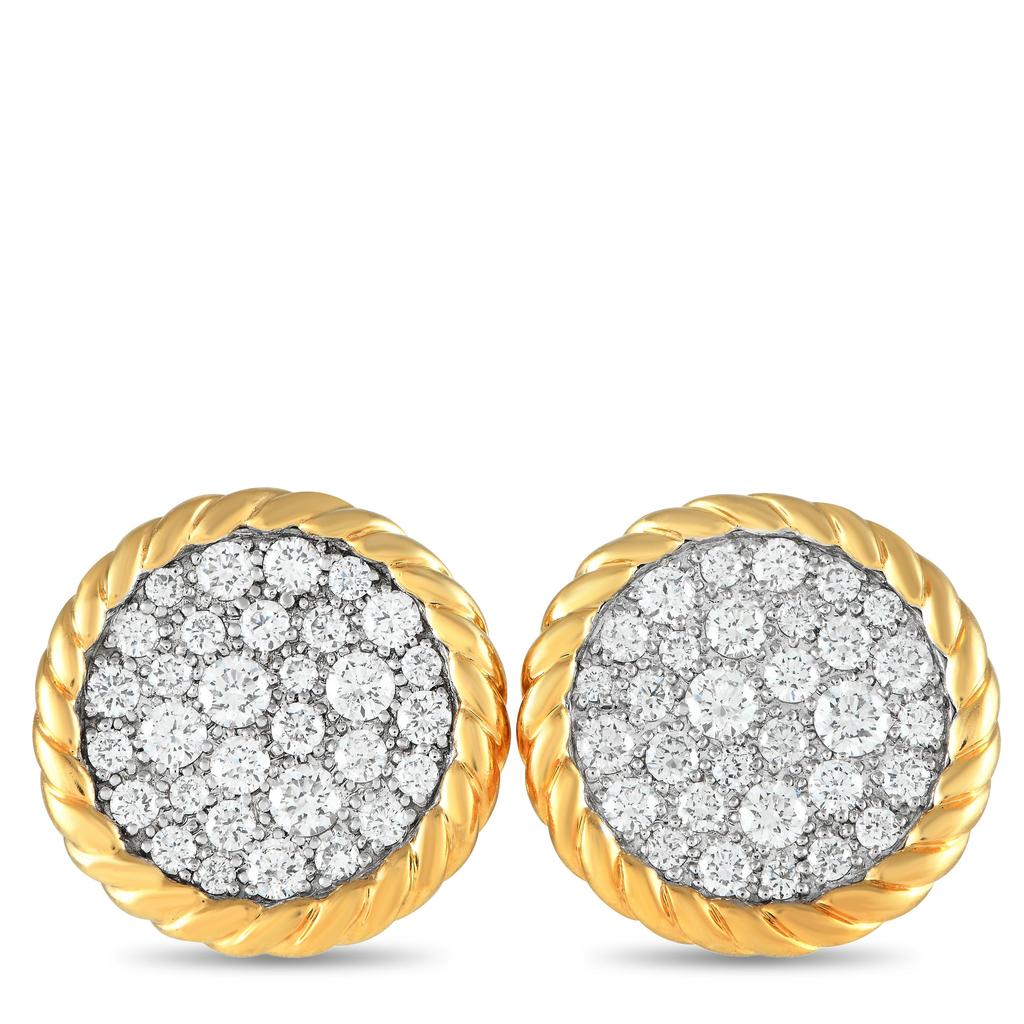 David Yurman DAVID YURMAN Elements 18K Yellow Gold 0.80ct Diamond Disc Earrings DY03-120624