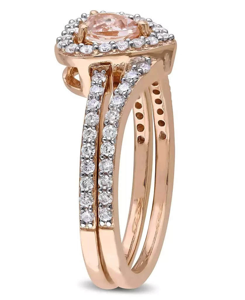 Macy
s Morganite and Diamond Heart Halo interlocking Bridal Ring Set 4