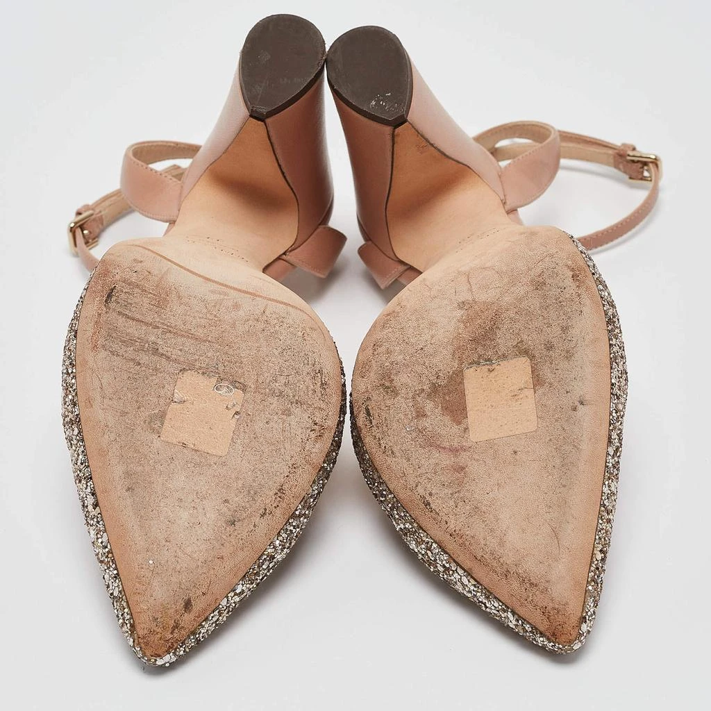 Jimmy Choo Jimmy Choo Beige/Silver Glitter and Leather Micky Pumps Size 39 6
